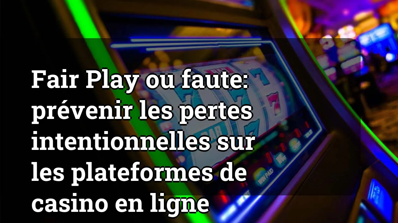 Fair Play ou faute: prévenir les pertes intentionnelles sur les plateformes de casino en ligne