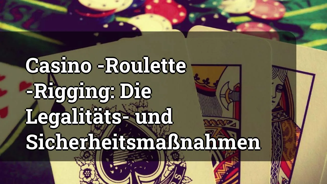 Casino -Roulette -Rigging: Die Legalitäts- und Sicherheitsmaßnahmen