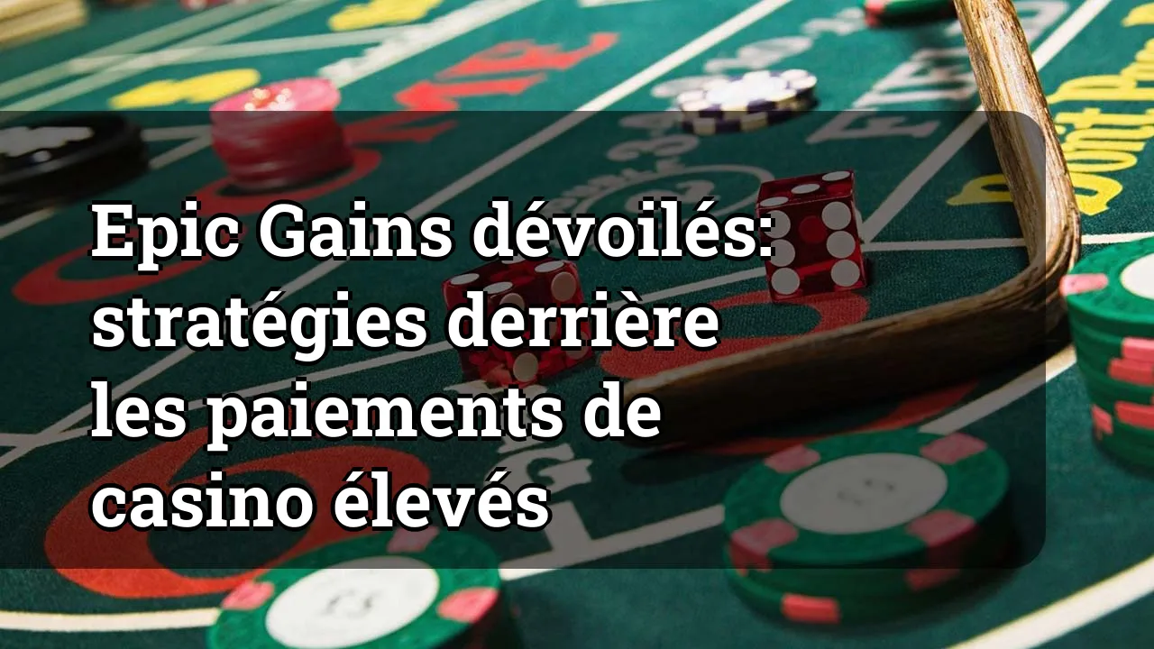 Epic Gains dévoilés: stratégies derrière les paiements de casino élevés